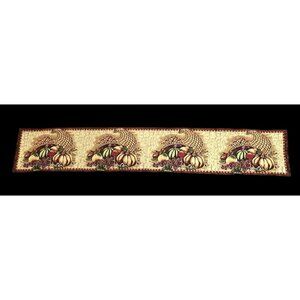 Thanksgiving Cornucopia Table Runner Tapestry 68" X 12" Harvest Fall Decor